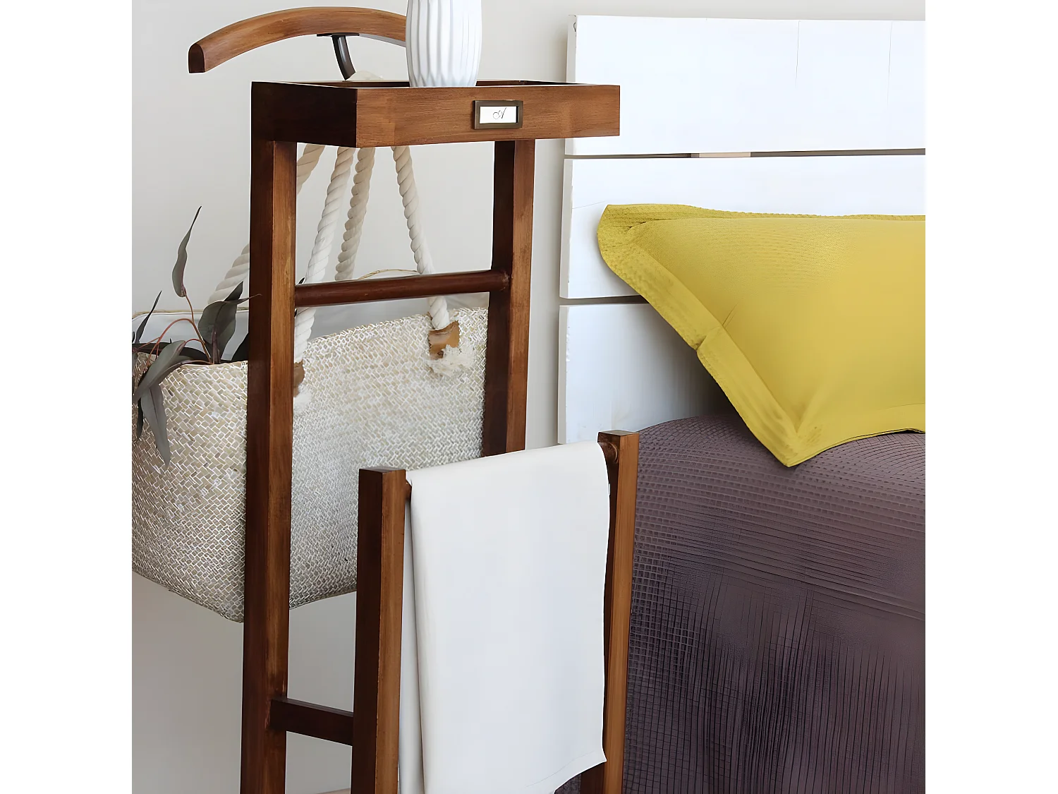 Valet de chambre en bois massif marron 42x113