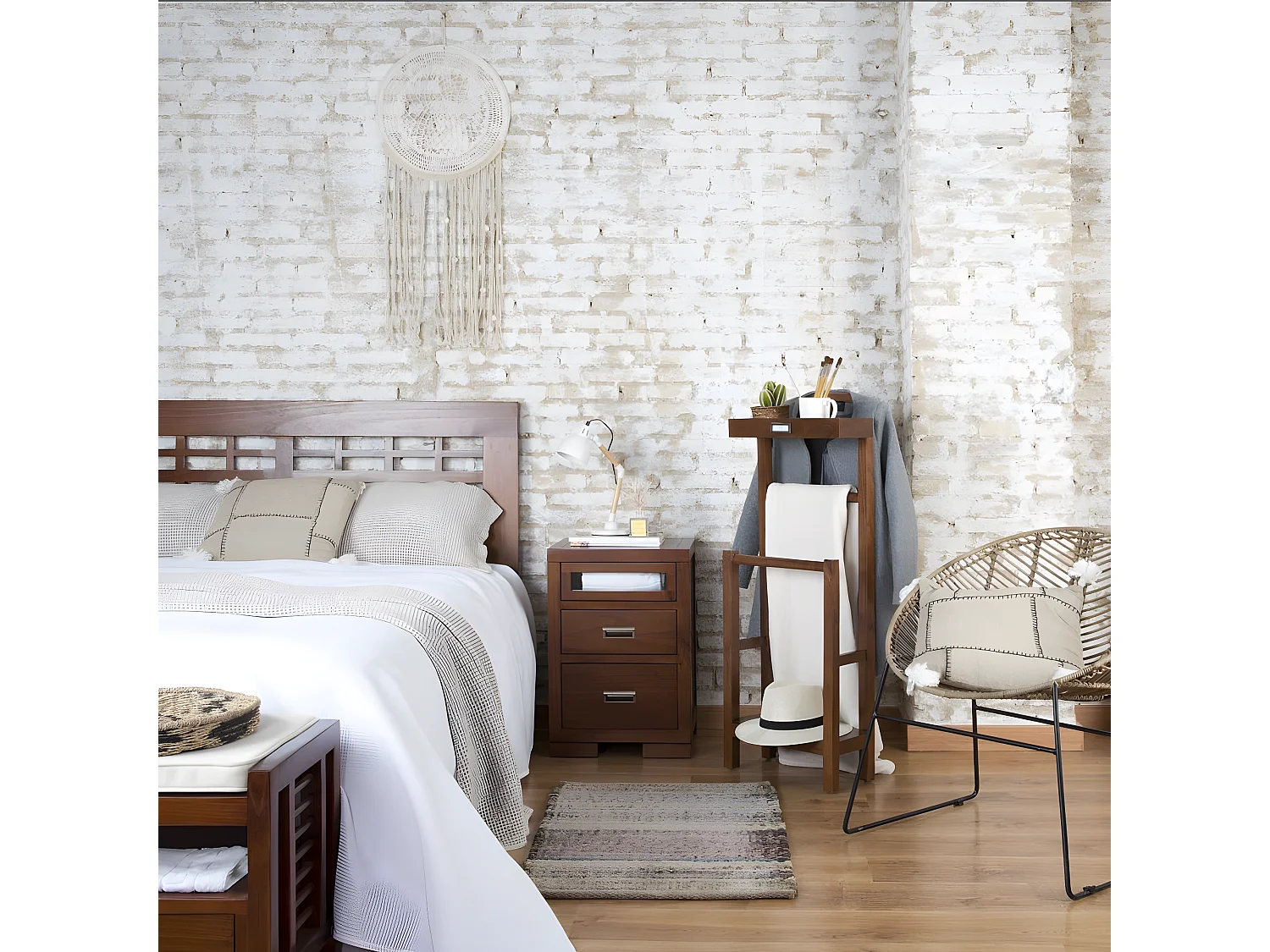 Valet de chambre en bois massif marron 42x113