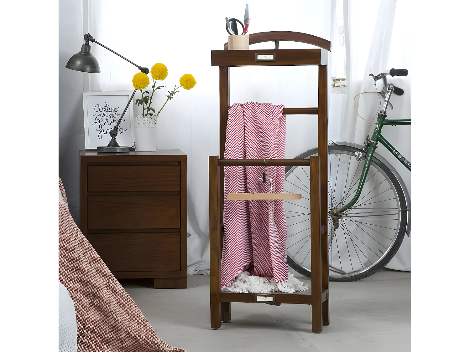 Valet de chambre en bois massif marron 42x113