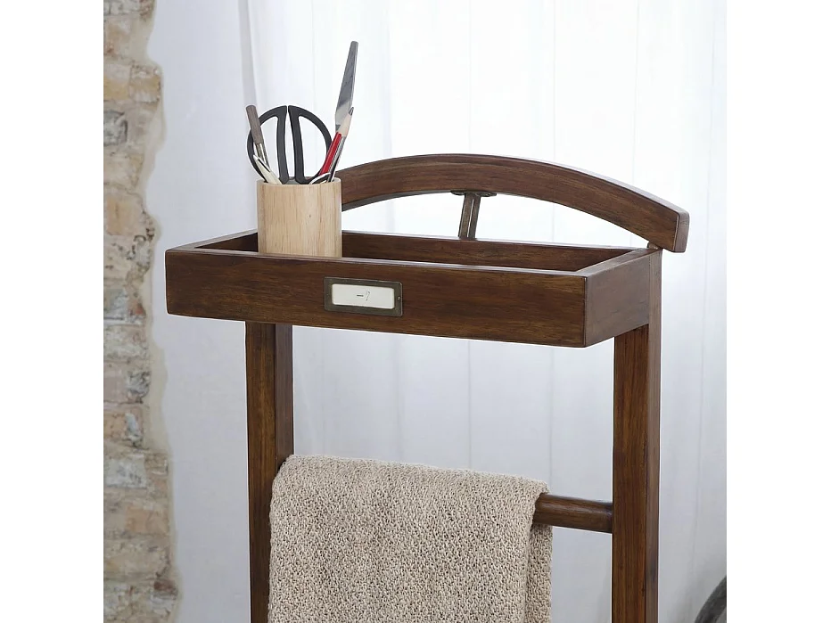 Servo muto legno massello di mindi, pannello mdf e impiallacciatura naturale Tek 30x113