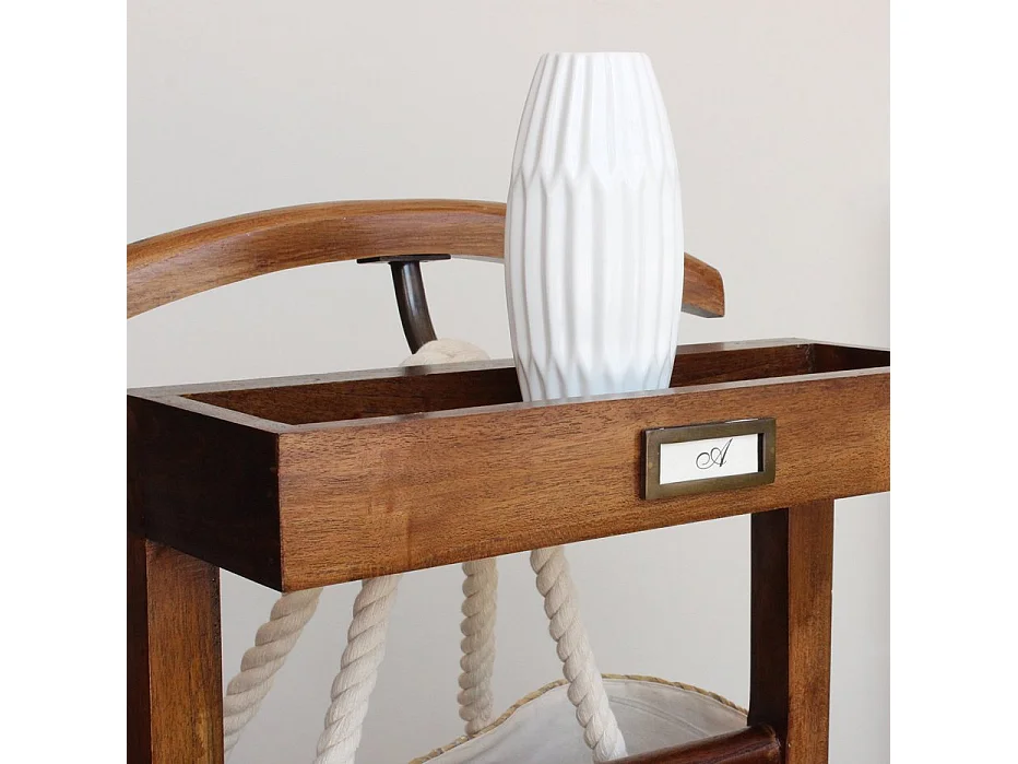 Servo muto legno massello di mindi, pannello mdf e impiallacciatura naturale Tek 30x113