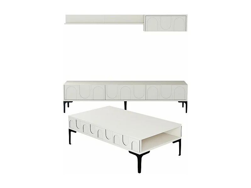 Ensemble meubles de salons Lyana 3 pièces Crème et Noir