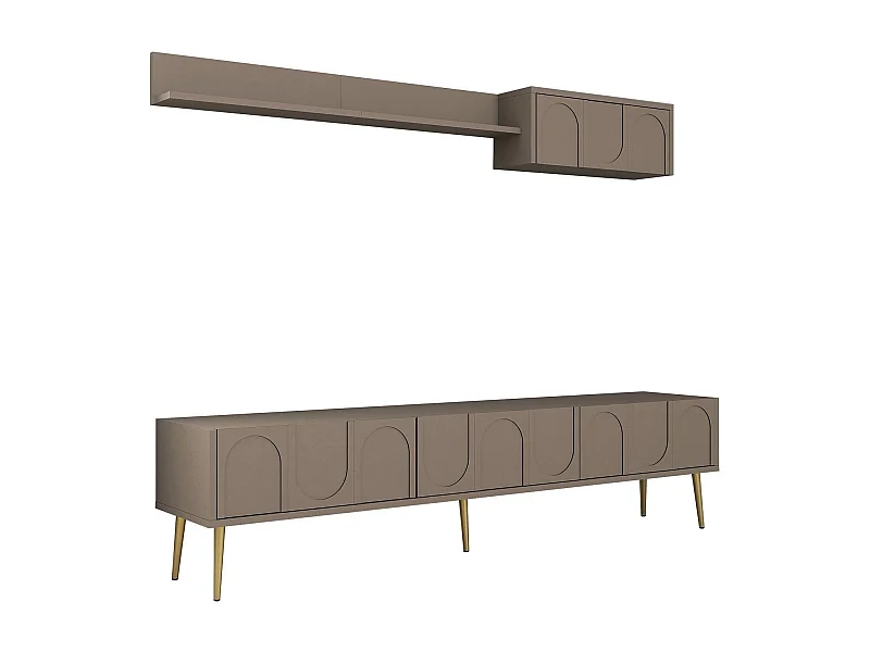 Móvel de TV – 180 cm – Atlas e Dourado – Painel de partículas revestido a melamina