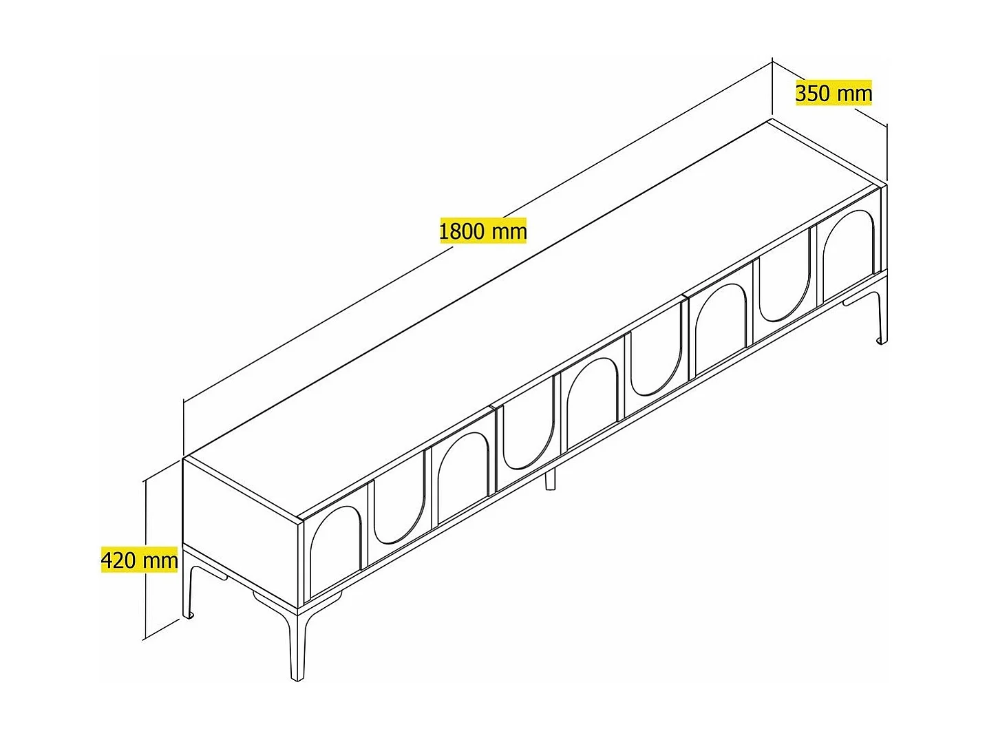 Móvel de TV – 180 cm x 42 cm x 35 cm – creme e preto – painel de partículas revestido de melamina