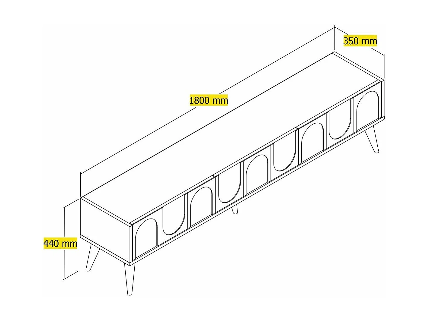 Elegante mueble de TV – 180 x 44 x 35 cm – Atlas y Nogal – melamina