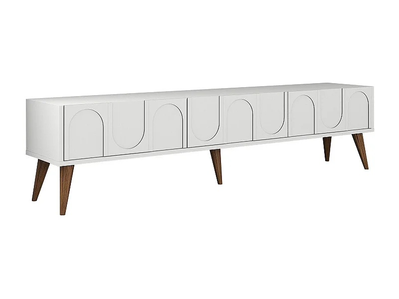 Eleganter TV-Ständer – 180 x 44 x 35 cm – Weiß und Walnuss – melaminbeschichtete Spanplatte