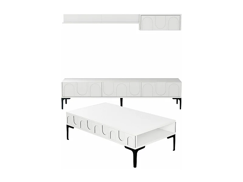 Ensemble meubles de salons Lyana 3 pièces Blanc et Noir