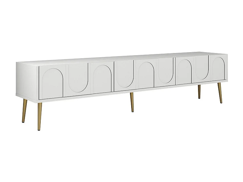 Móvel de TV – 180 x 43 x 35 cm – Branco e Dourado – Painéis de partículas revestidos a melamina