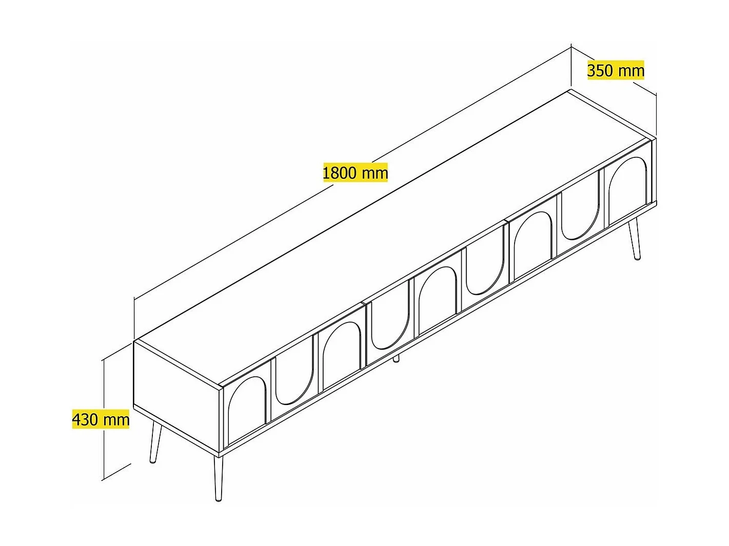 Móvel de TV – 180 x 43 x 35 cm – Branco e Dourado – Painéis de partículas revestidos a melamina