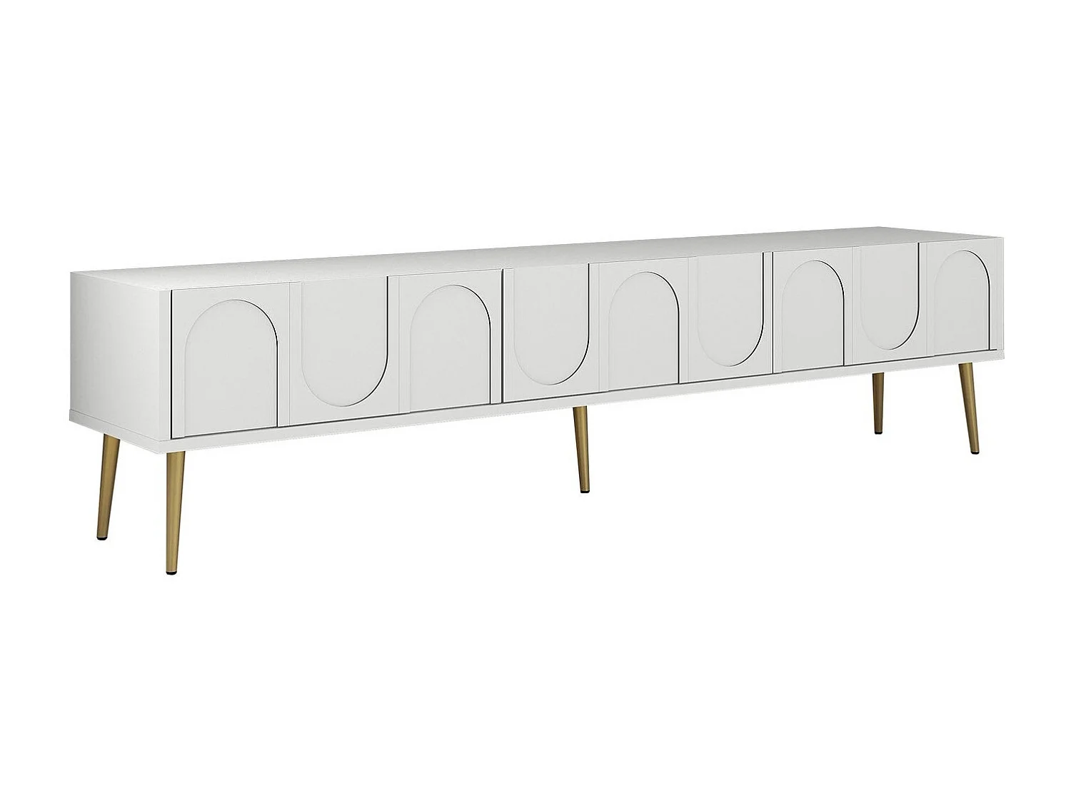 Móvel de TV – 180 x 43 x 35 cm – Branco e Dourado – Painéis de partículas revestidos a melamina