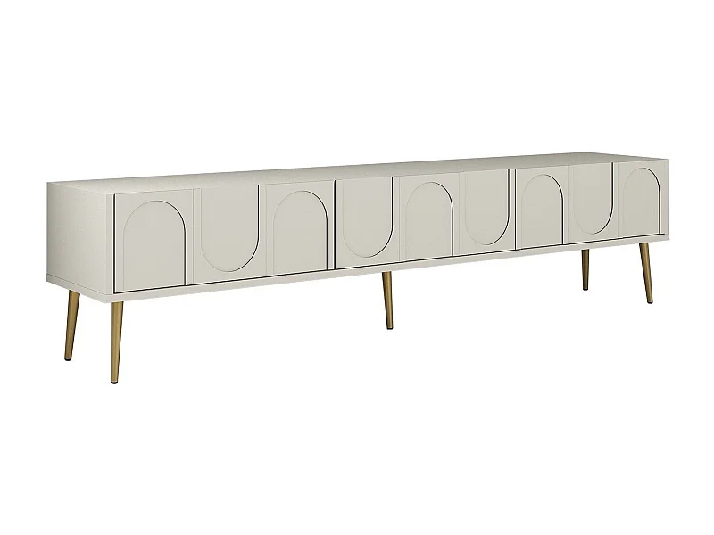 Móvel de TV montável na parede – 180 cm – creme e dourado – painel de partículas revestido a melamina