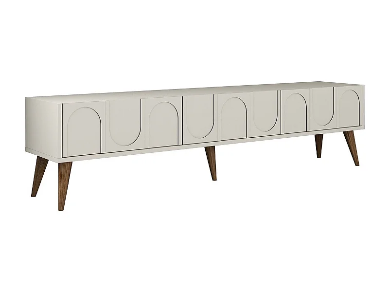 Móvel de TV elegante – 180 x 44 x 35 cm – creme e nogueira – painel de partículas revestido de melamina