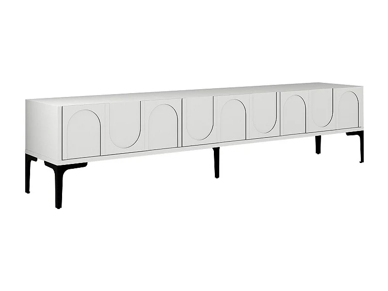 Móvel de TV – 180 cm x 42 cm x 35 cm – Branco e Preto – Painel de partículas revestido de melamina