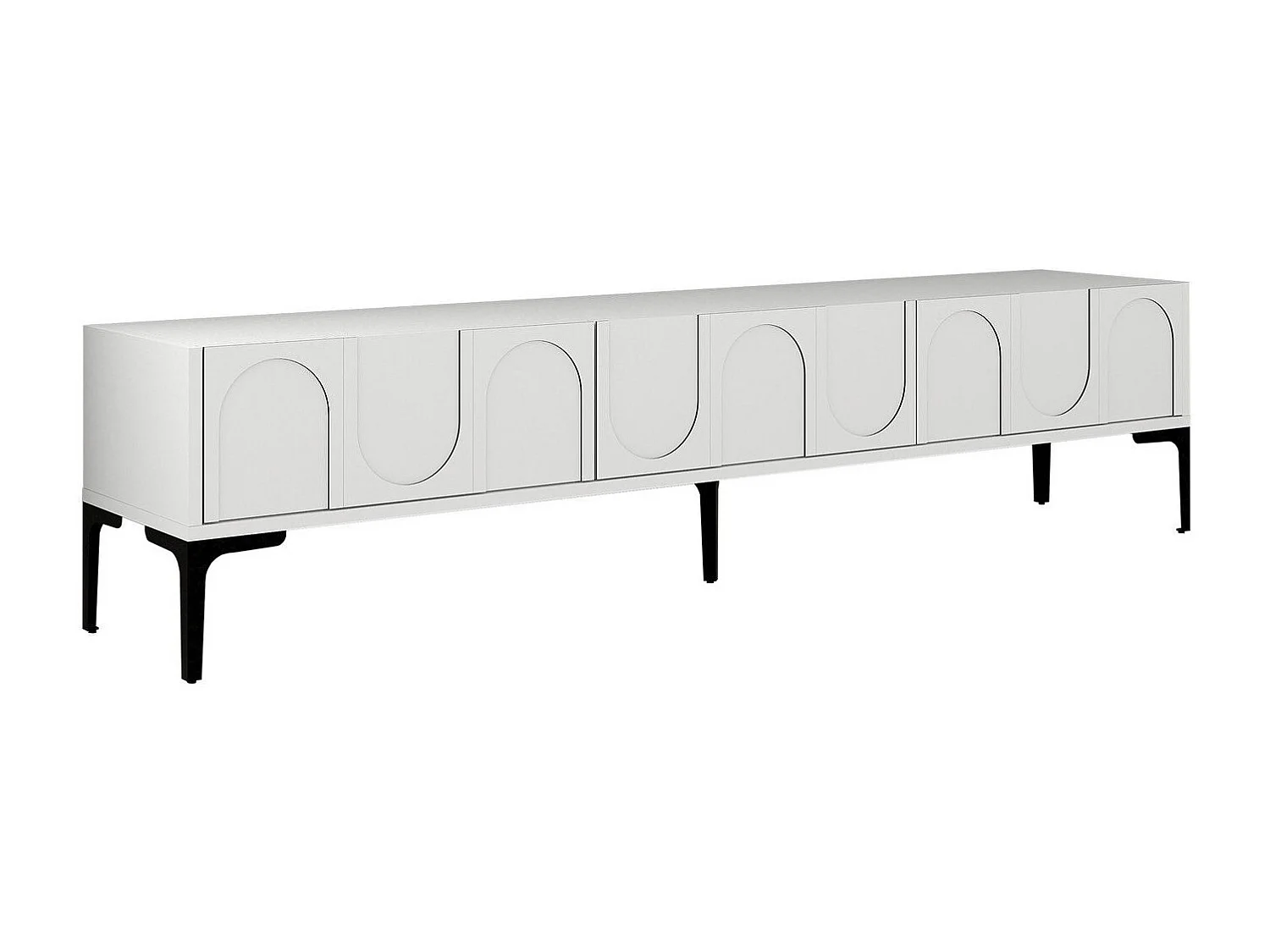 TV-meubel – 180 cm x 42 cm x 35 cm – Wit en zwart – Melamine gecoate spaanplaat