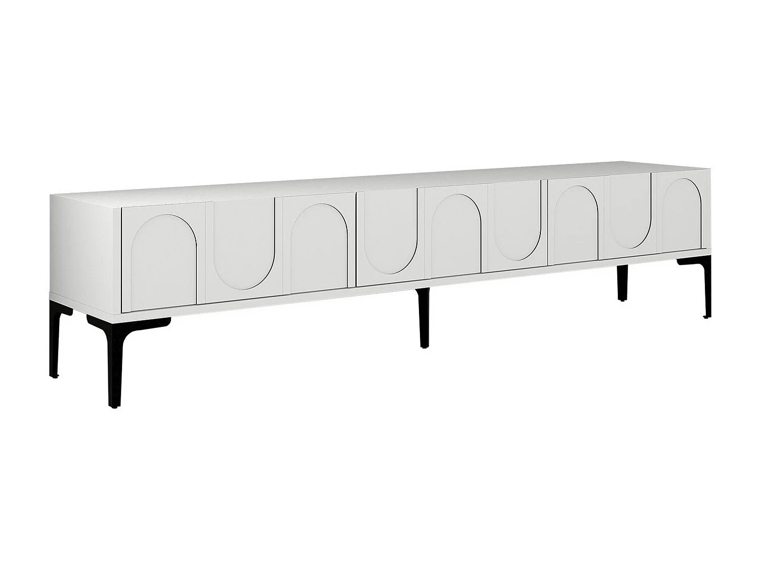 TV-meubel – 180 cm x 42 cm x 35 cm – Wit en zwart – Melamine gecoate spaanplaat