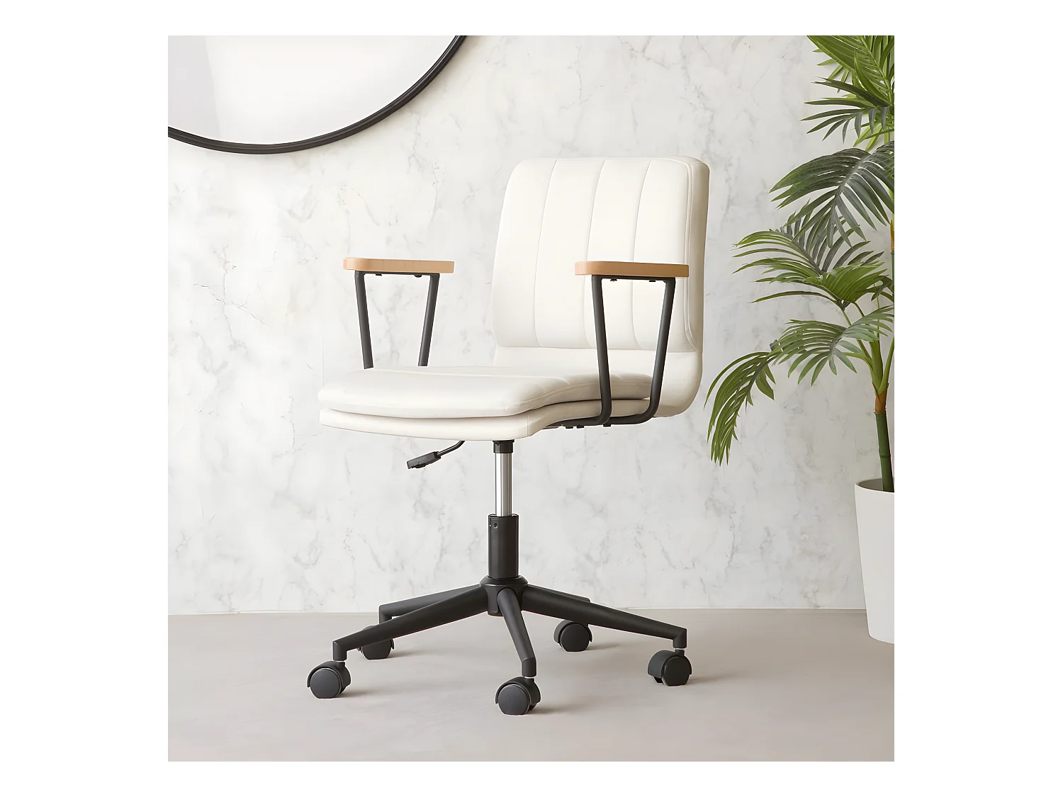 Chaise de bureau rembourrée en tapisserie Beige (603) 58x92