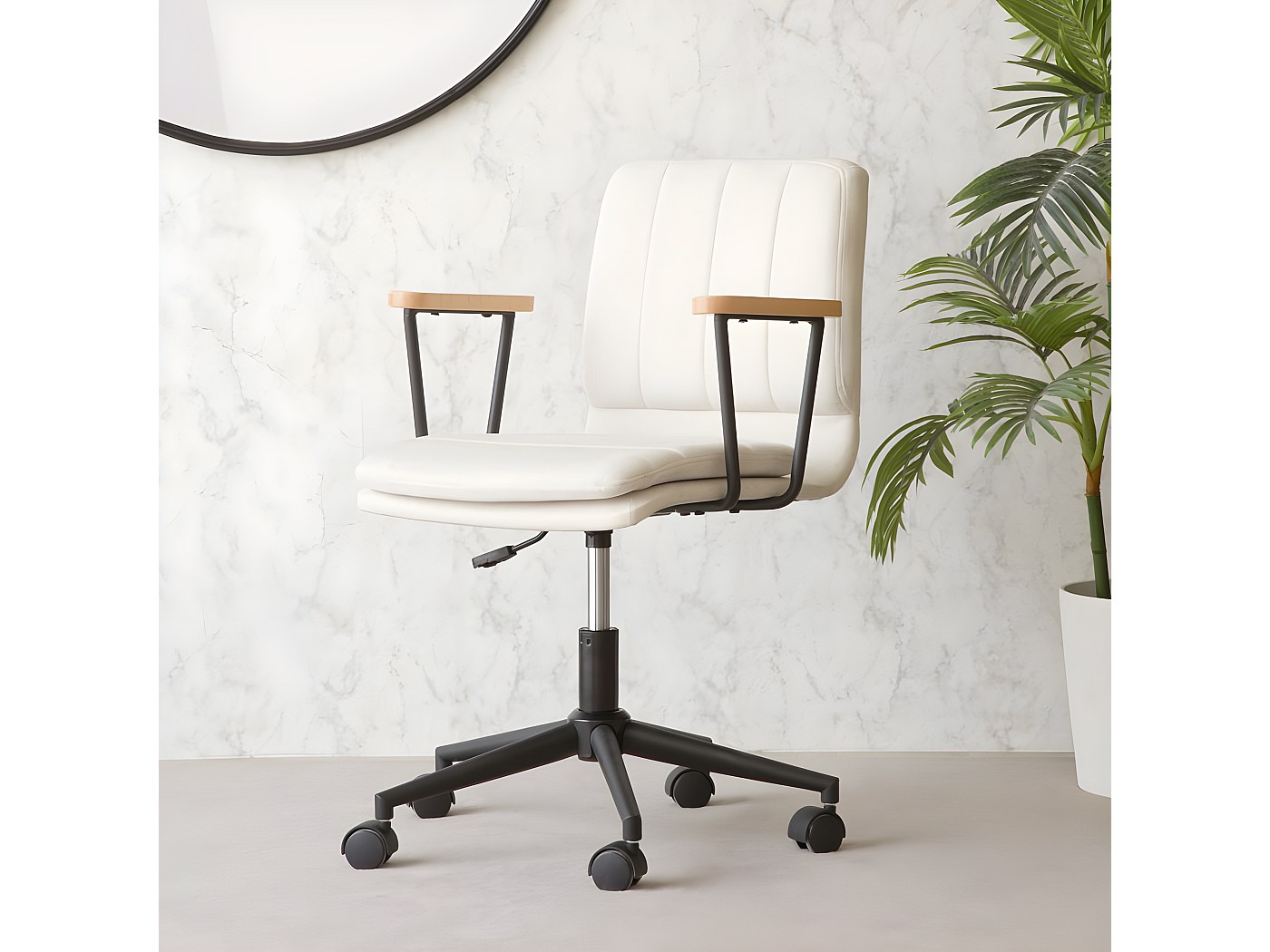 Sedia da scrivania in tessuto tappezzato Beige 62x92