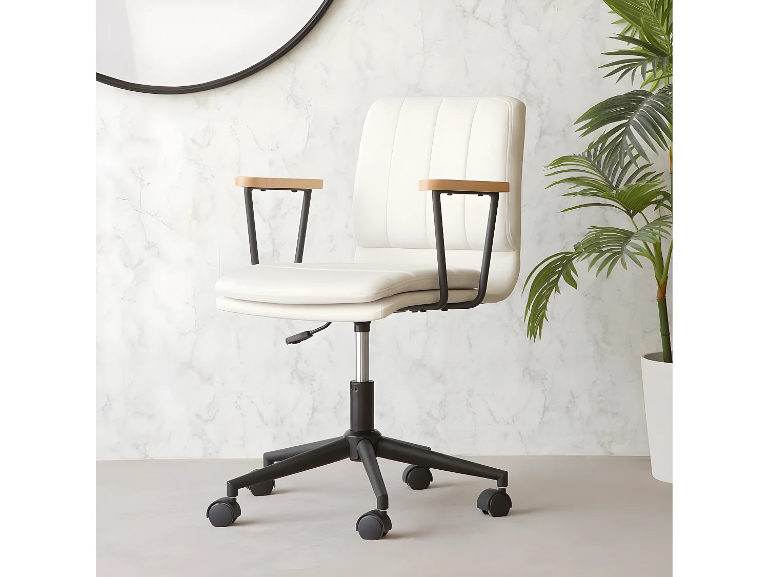 Chaise de bureau rembourrée en tapisserie Beige (603) 58x92