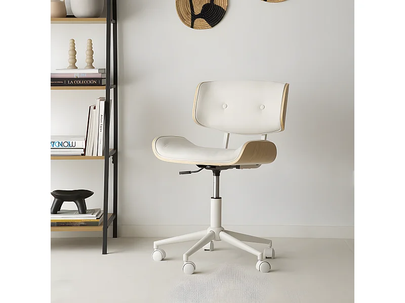 Sedia da scrivania in tessuto tappezzeria e stratificazione di legno Beige (603) 60x87