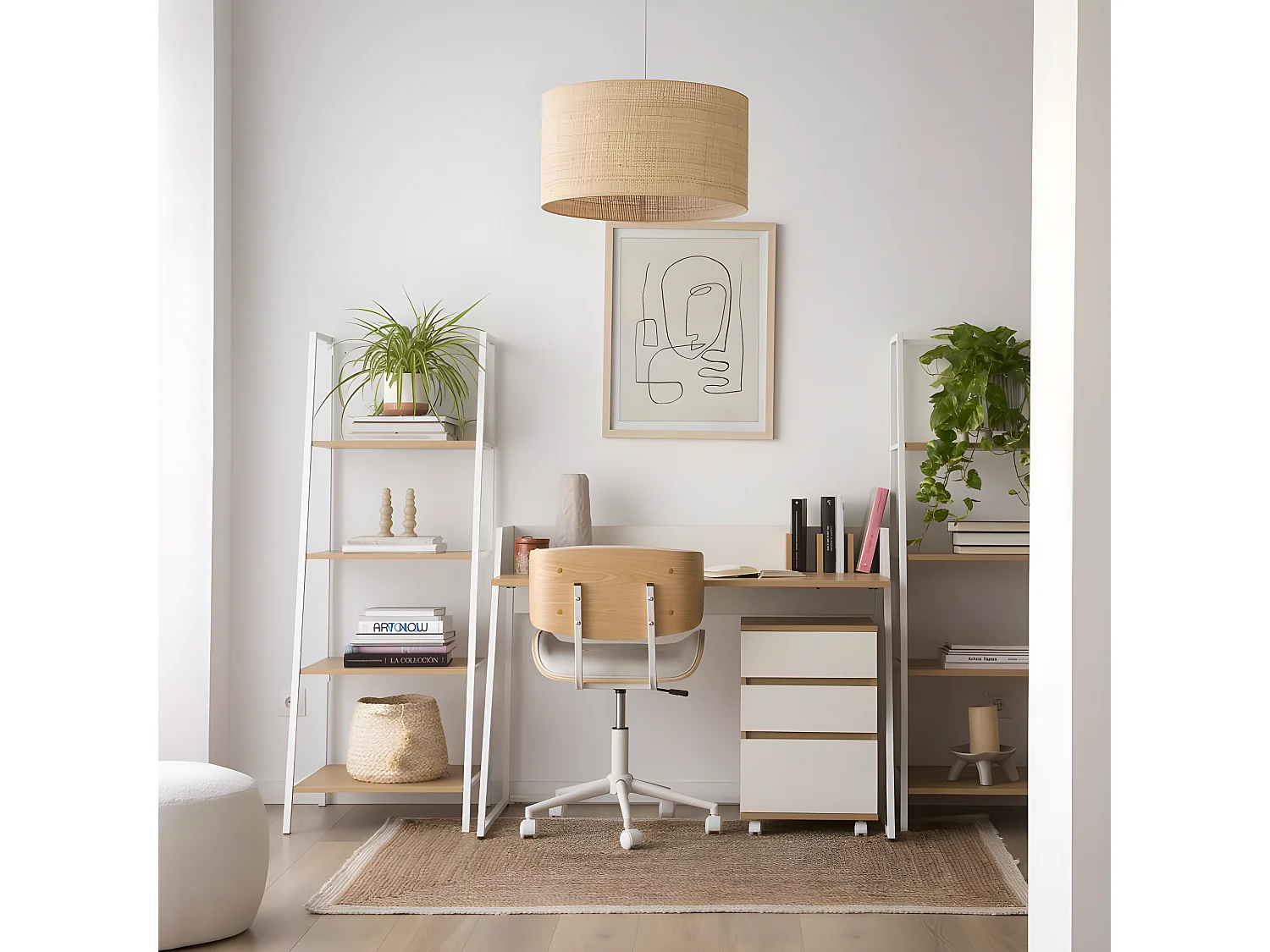 Sedia da scrivania in tessuto tappezzeria e stratificazione di legno Beige (603) 60x87