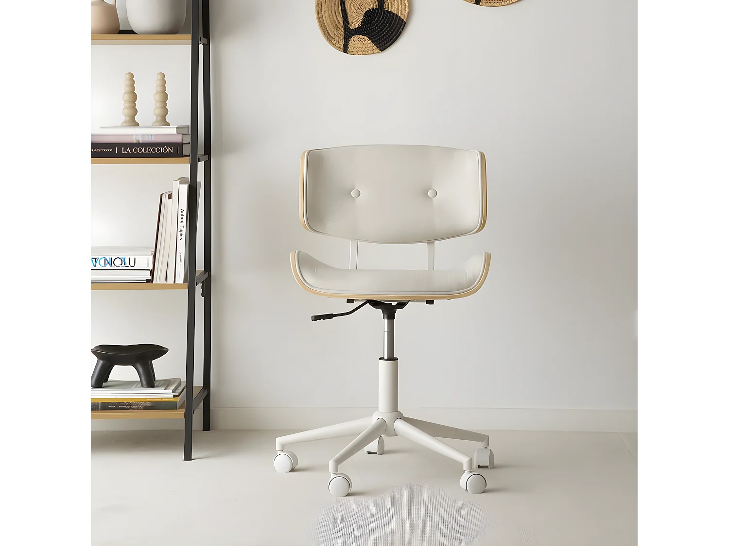 Sedia da scrivania in tessuto tappezzeria e stratificazione di legno Beige (603) 60x87