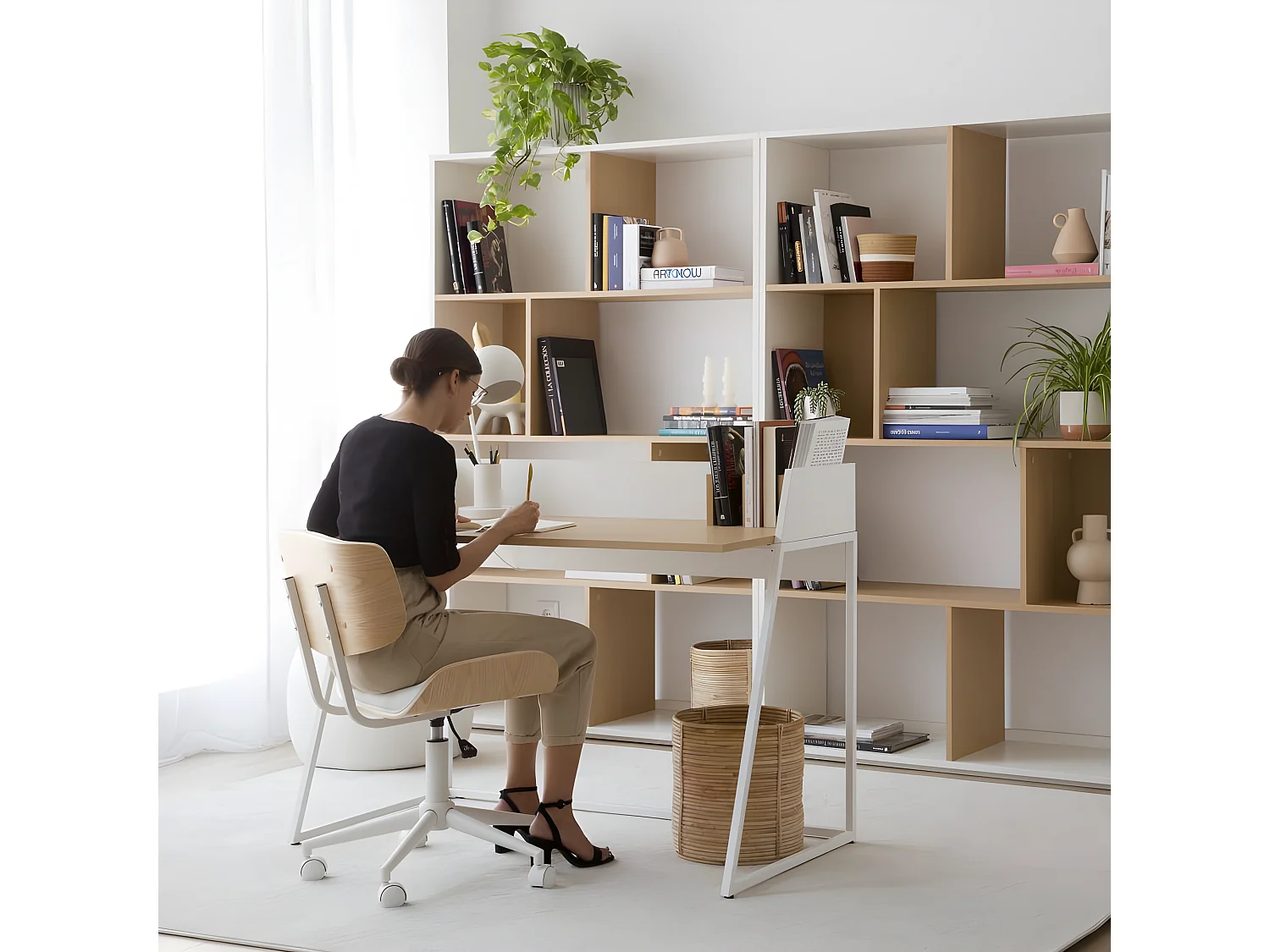 Chaise de bureau rembourrée en mdf Beige (603) 61x87