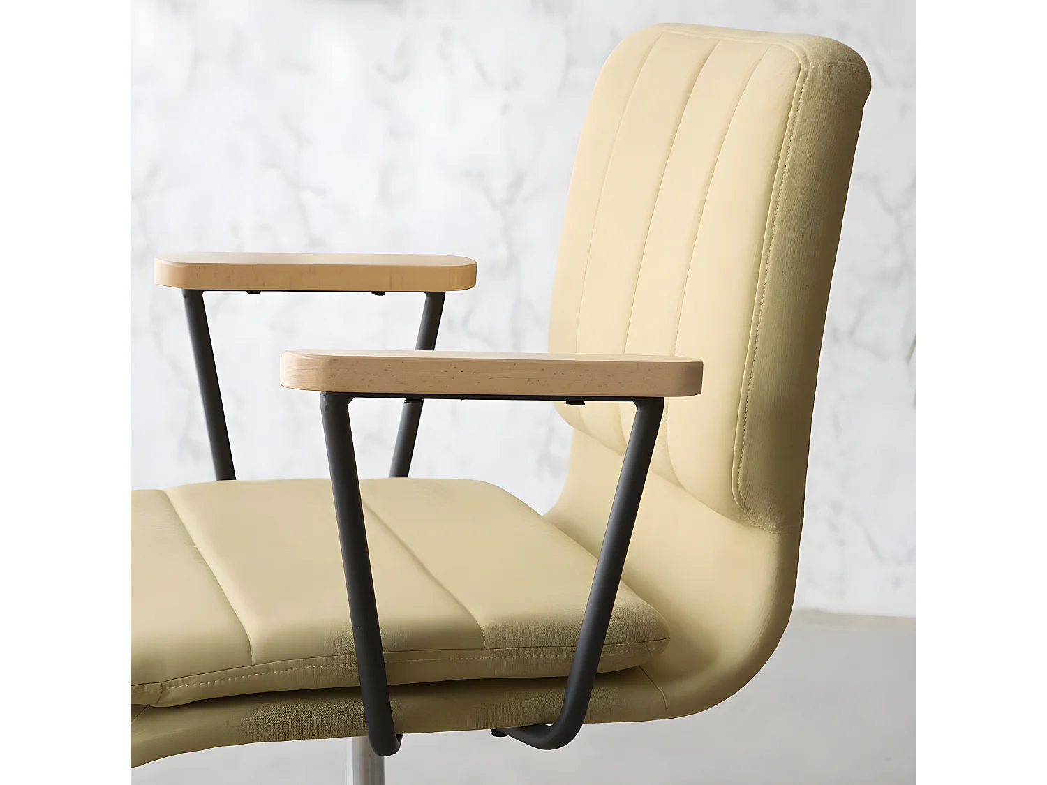 Chaise de bureau rembourrée en tapisserie Moutarde (604) 58x92