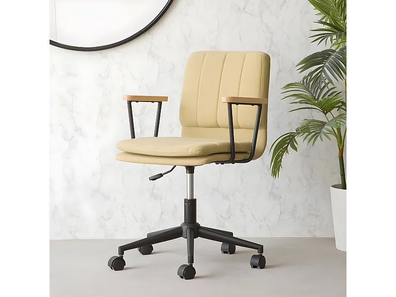 Chaise de bureau rembourrée en tapisserie Moutarde (604) 58x92