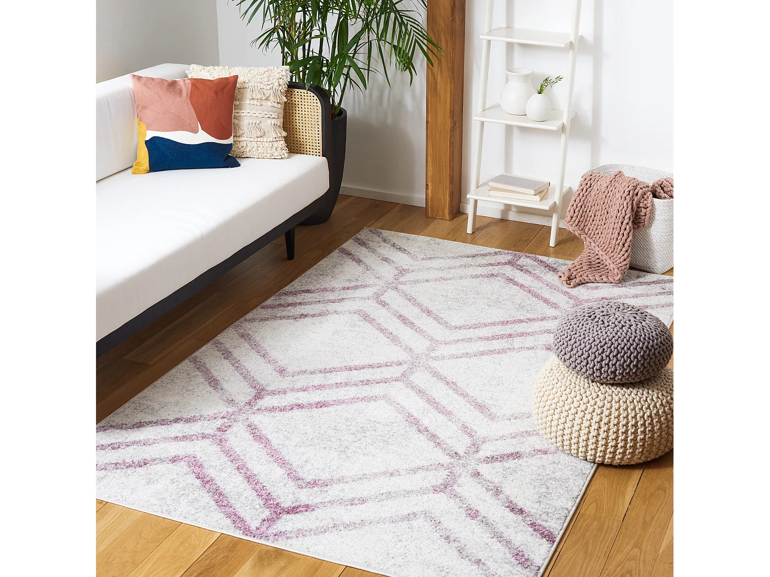 Tapis Neutre/Violet 122 X 183 cm - Riley