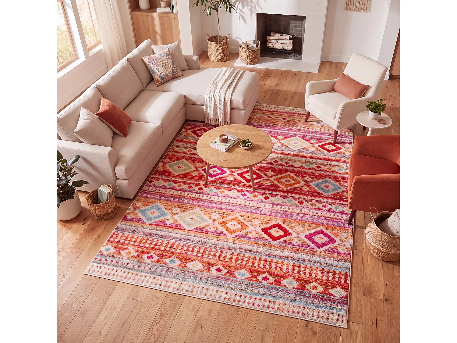Tapis Rouge/Neutre 91 X 152 cm - Zuri