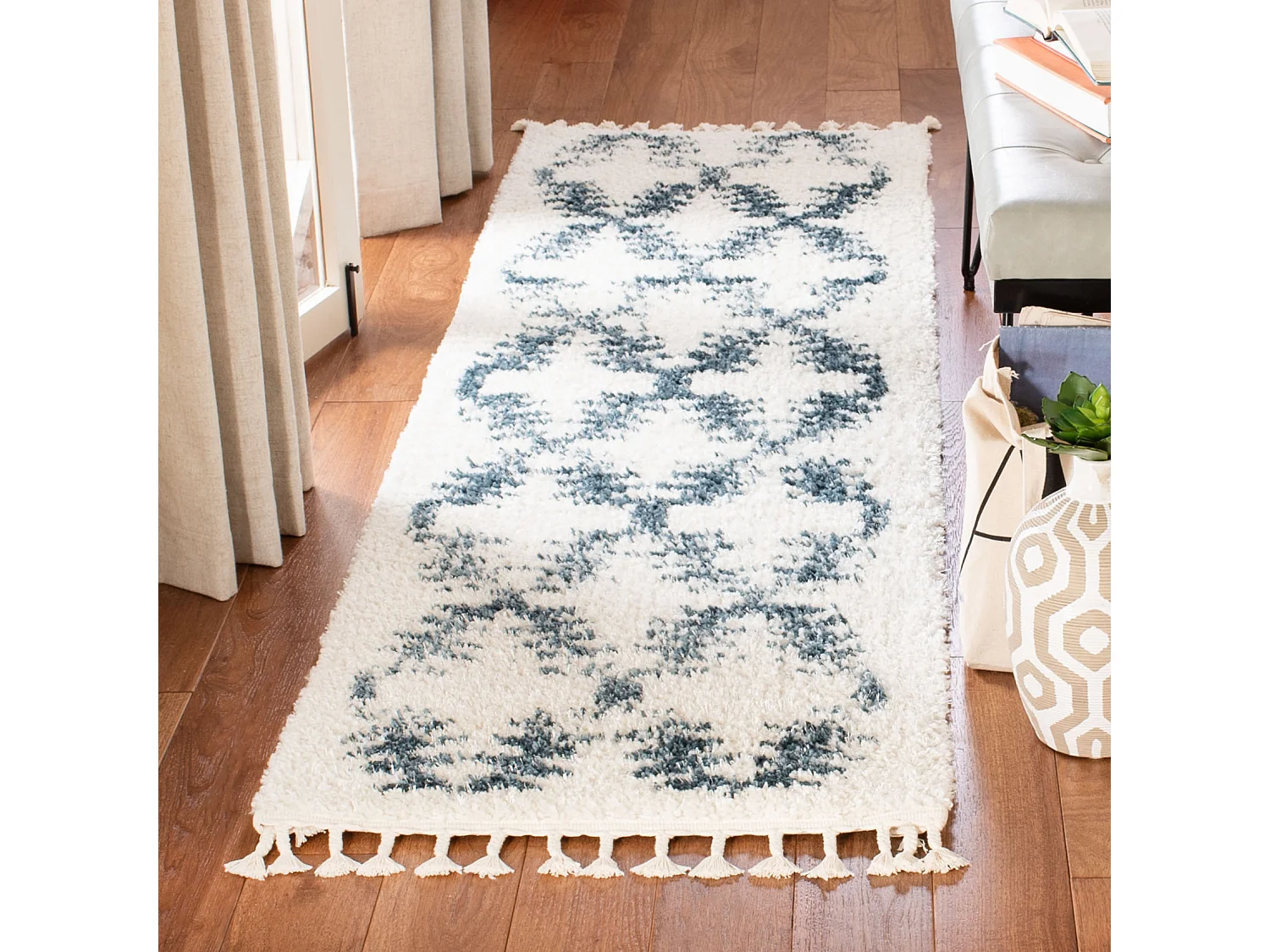 Tapis Neutre/Bleu 66 X 244 cm - Lavinia