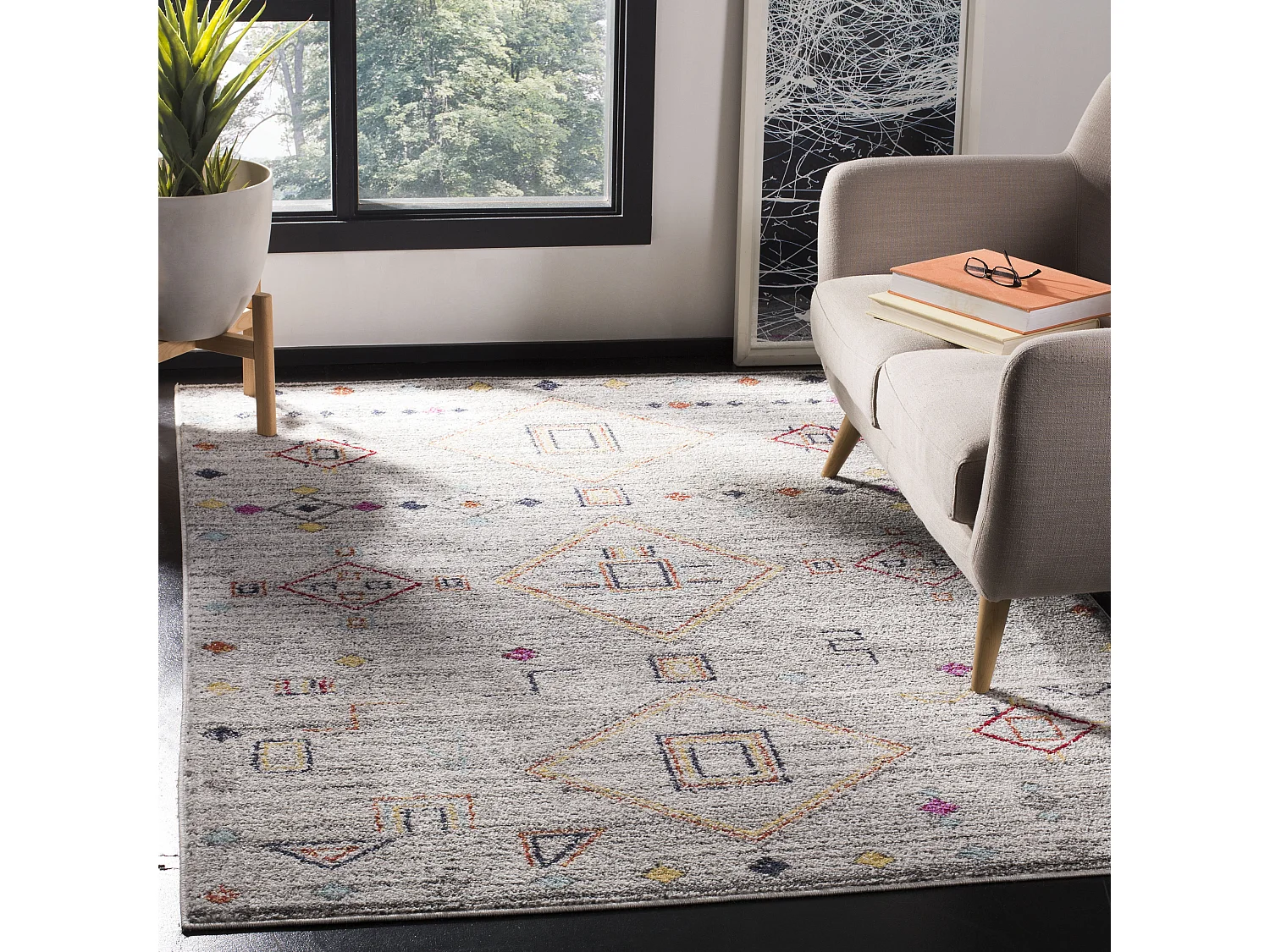 Tapis Gris/Rouge 155 X 229 cm - Sophia