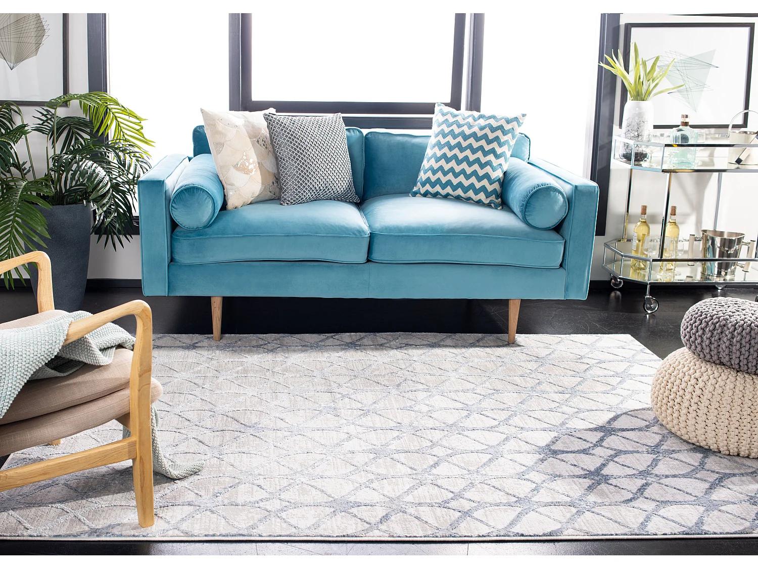 Tapis Gris/Bleu 122 X 183 cm - Elsie
