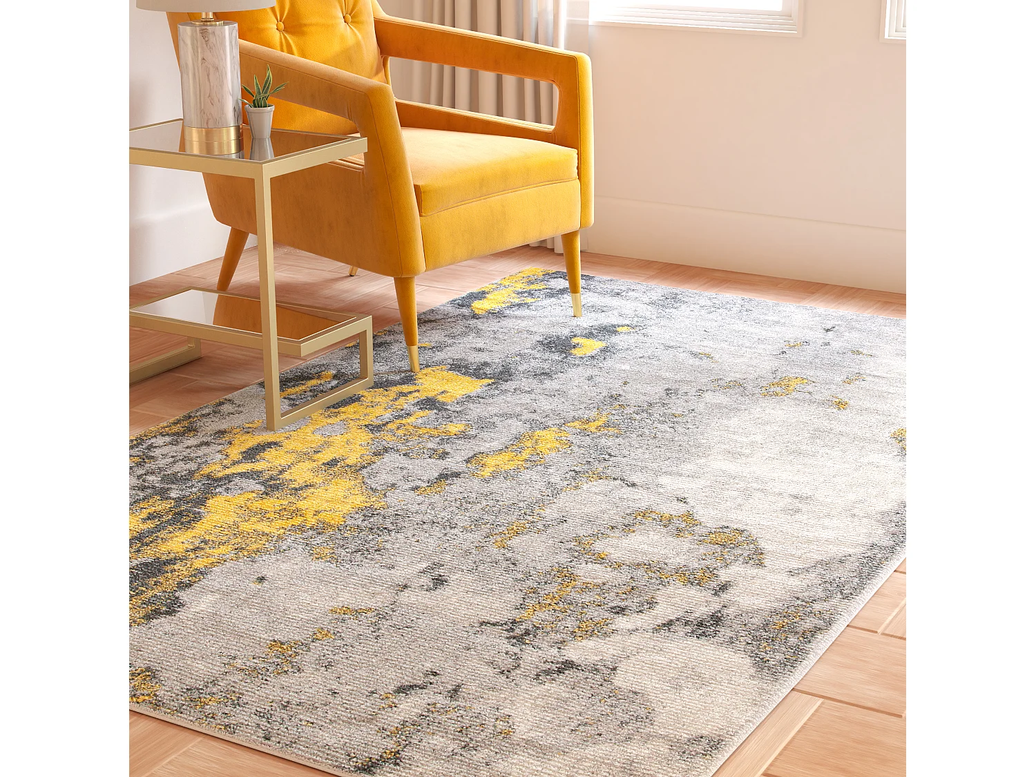 Tapis Gris/Jaune 122 X 183 cm - Evelyn