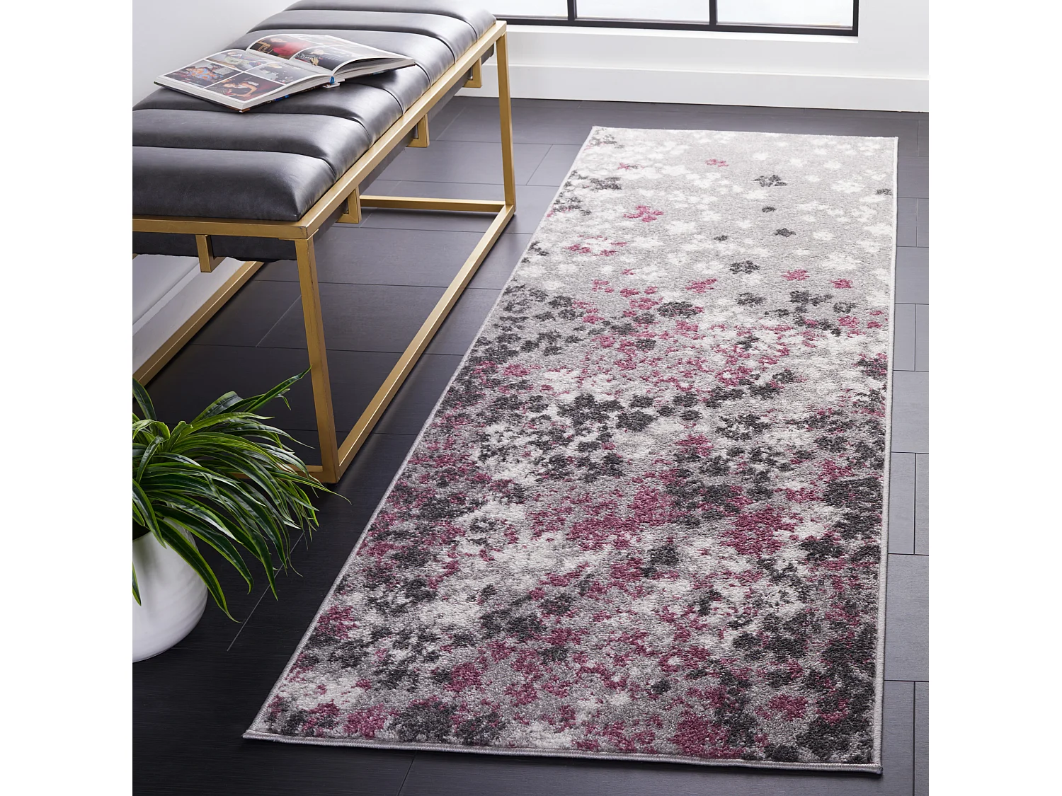 Tapis Gris/Violet 76 X 244 cm - Alyssa