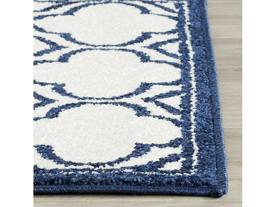 Tapis Neutre/Bleu Marine 76 X 122 cm - Tessa