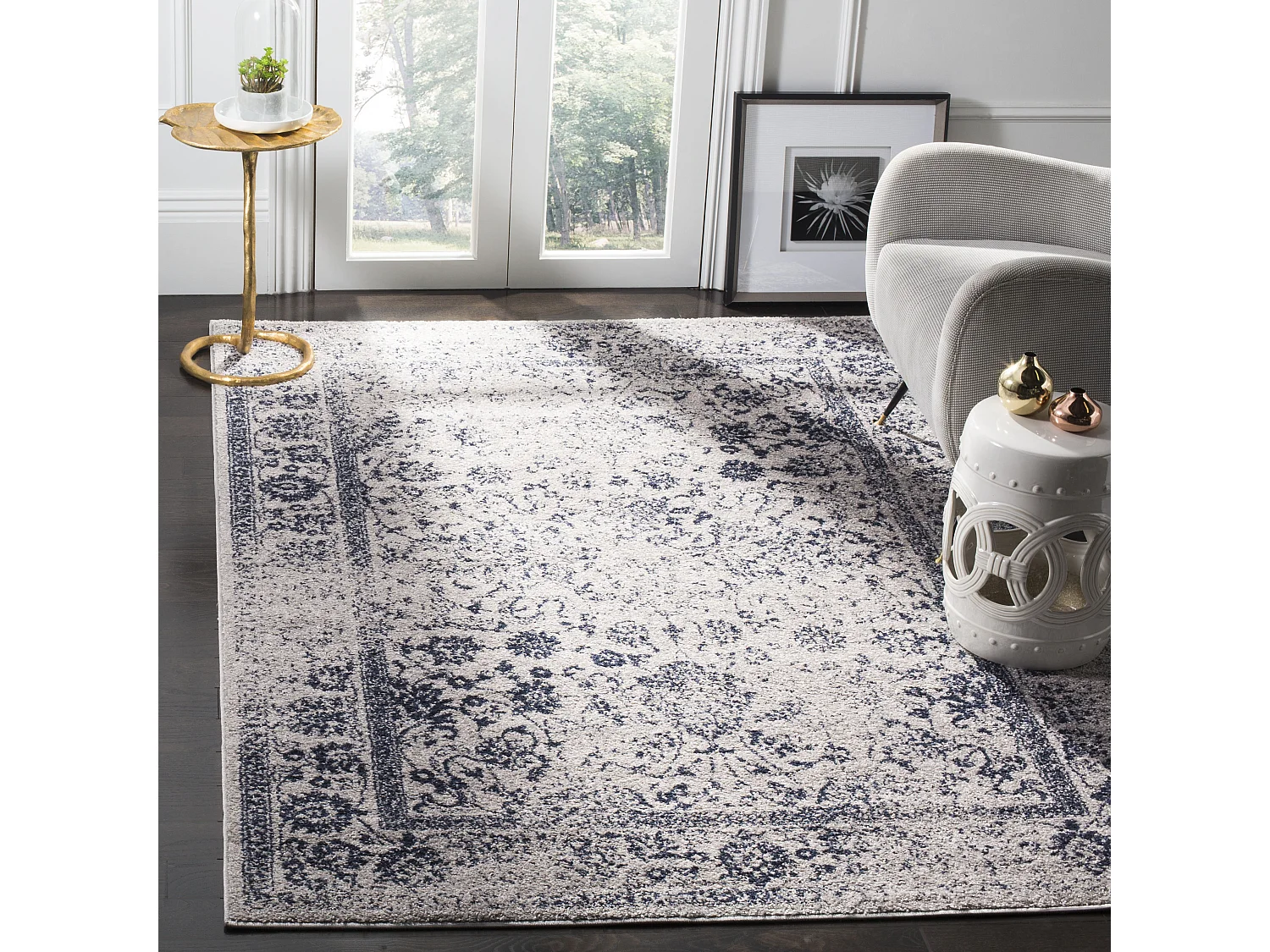 Tapis Gris/Bleu Marine 155 X 229 cm - Lucinda