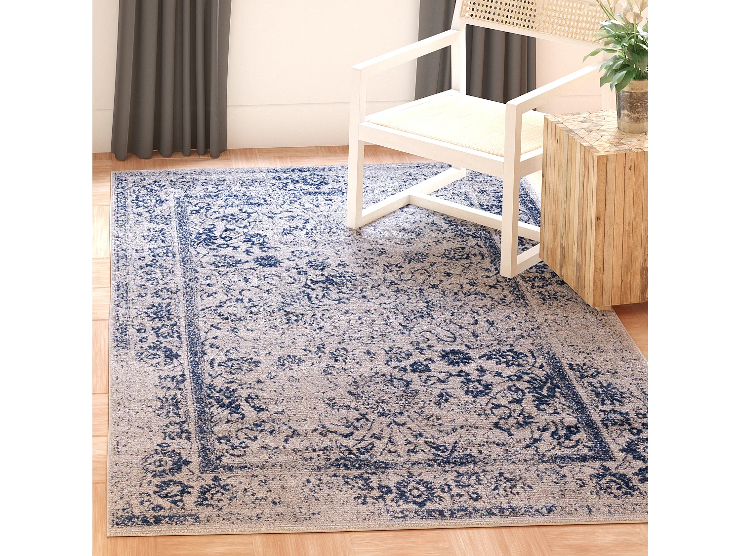 Tapis Gris/Bleu Marine 155 X 229 cm - Lucinda