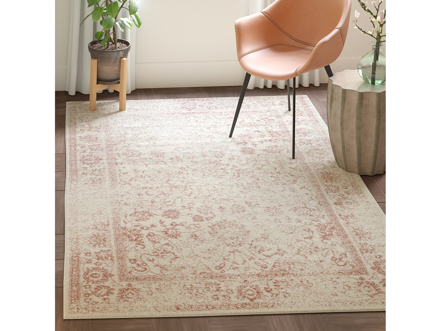Tapis Neutre/Rose 91 X 152 cm - Lucinda