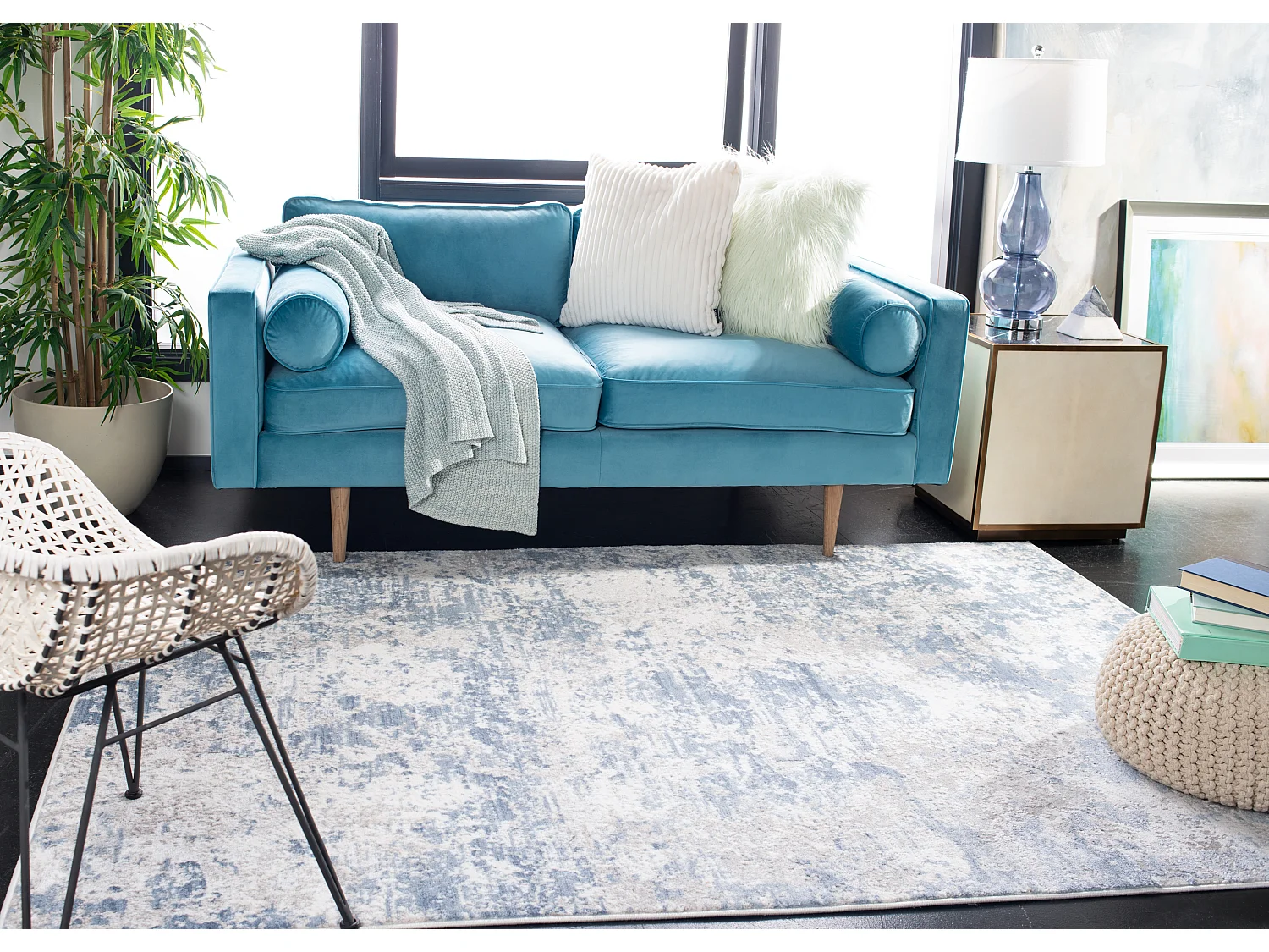 Tapis Gris/Bleu 122 X 183 cm - Rhiannon