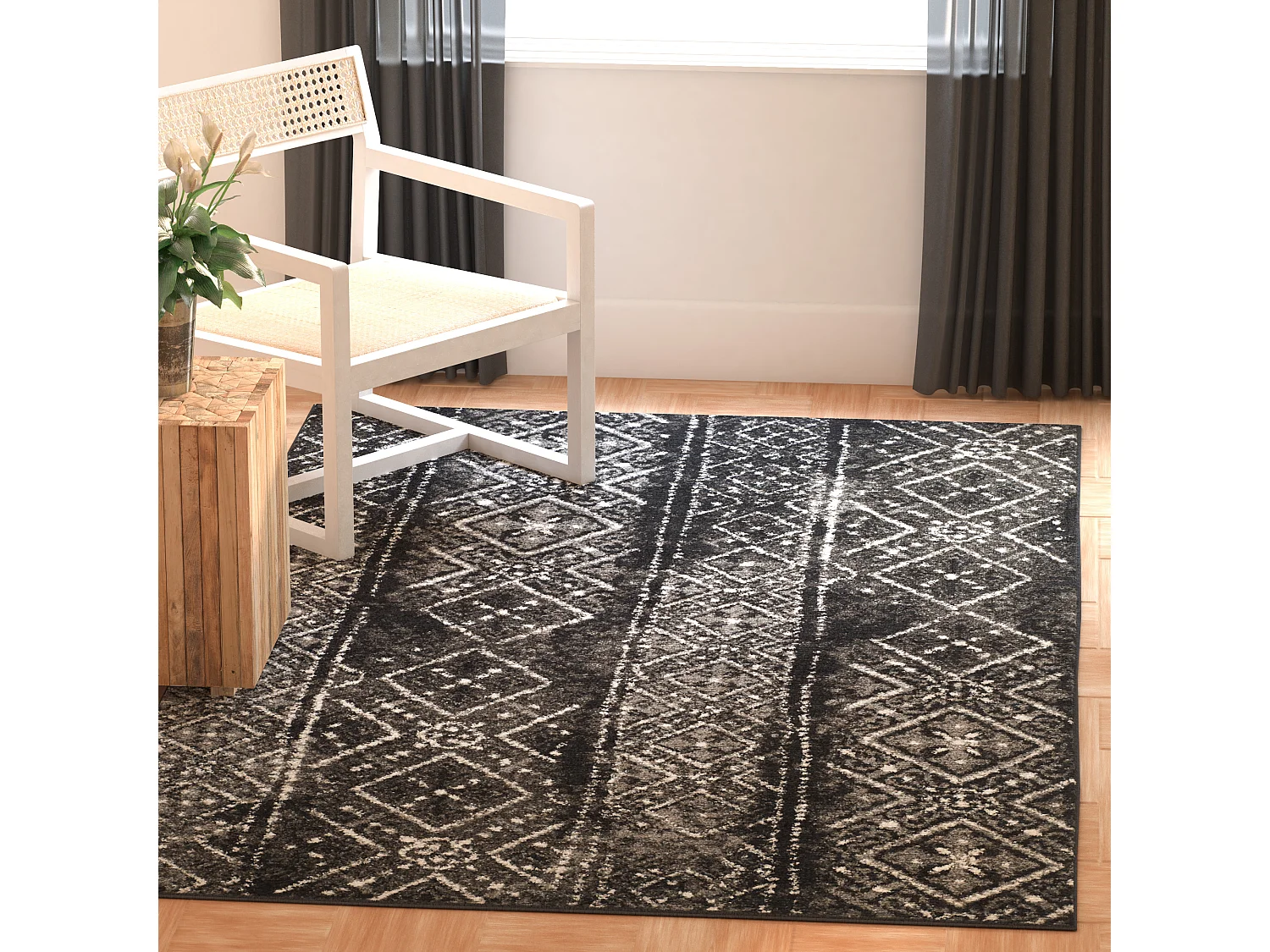 Tapis Noir/Gris 122 X 183 cm - Amelia