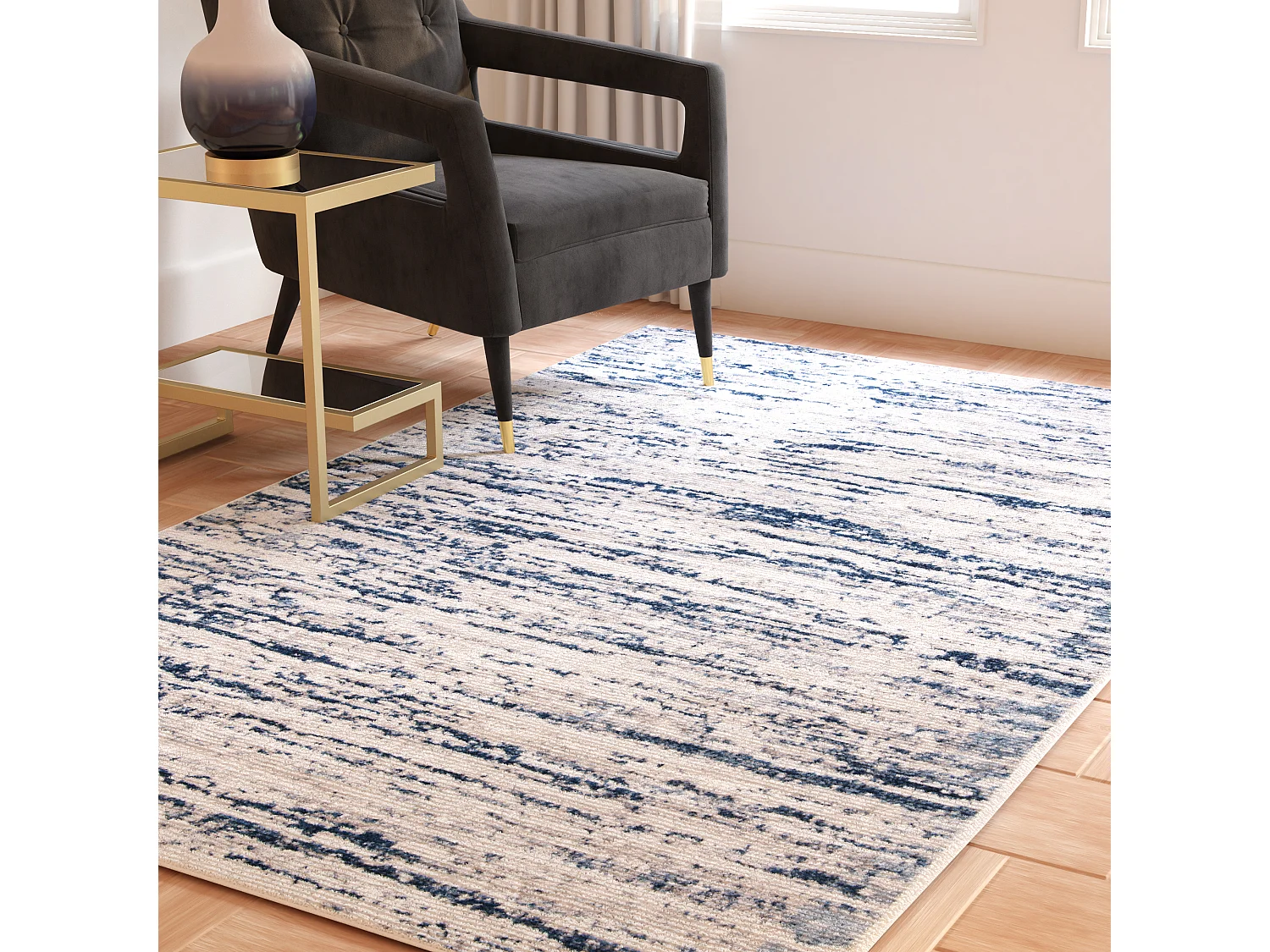 Tapis Gris/Bleu Marine 122 X 183 cm - Gabriel