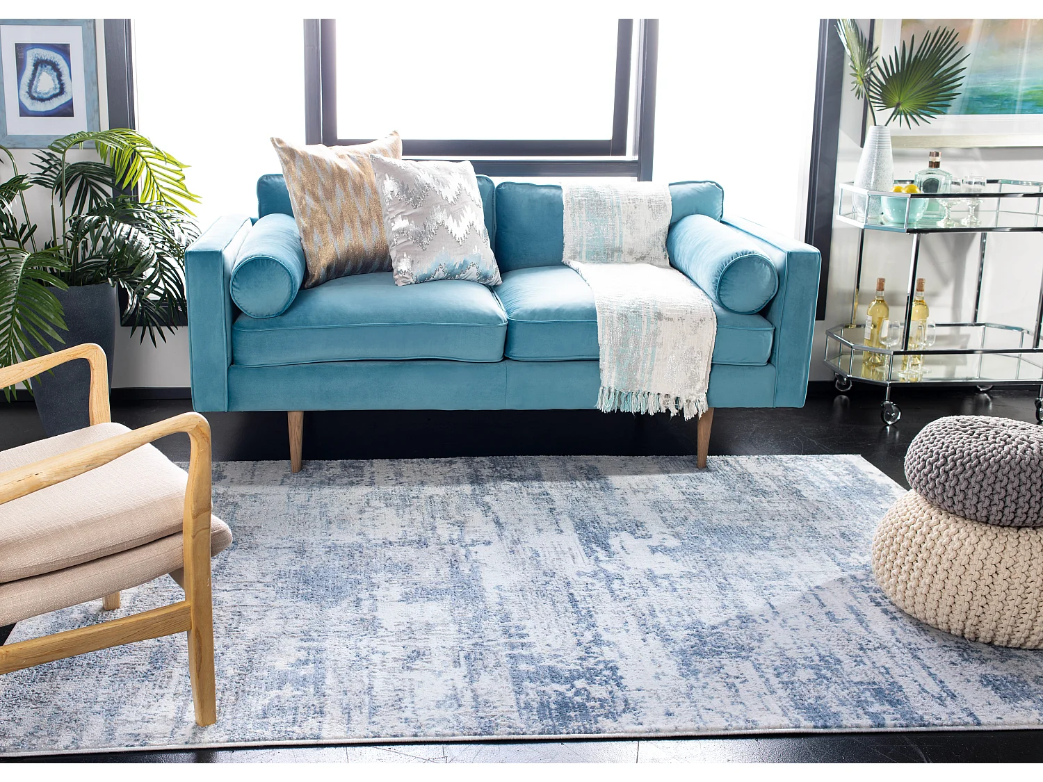 Tapis Neutre/Bleu 183 X 274 cm - Senata