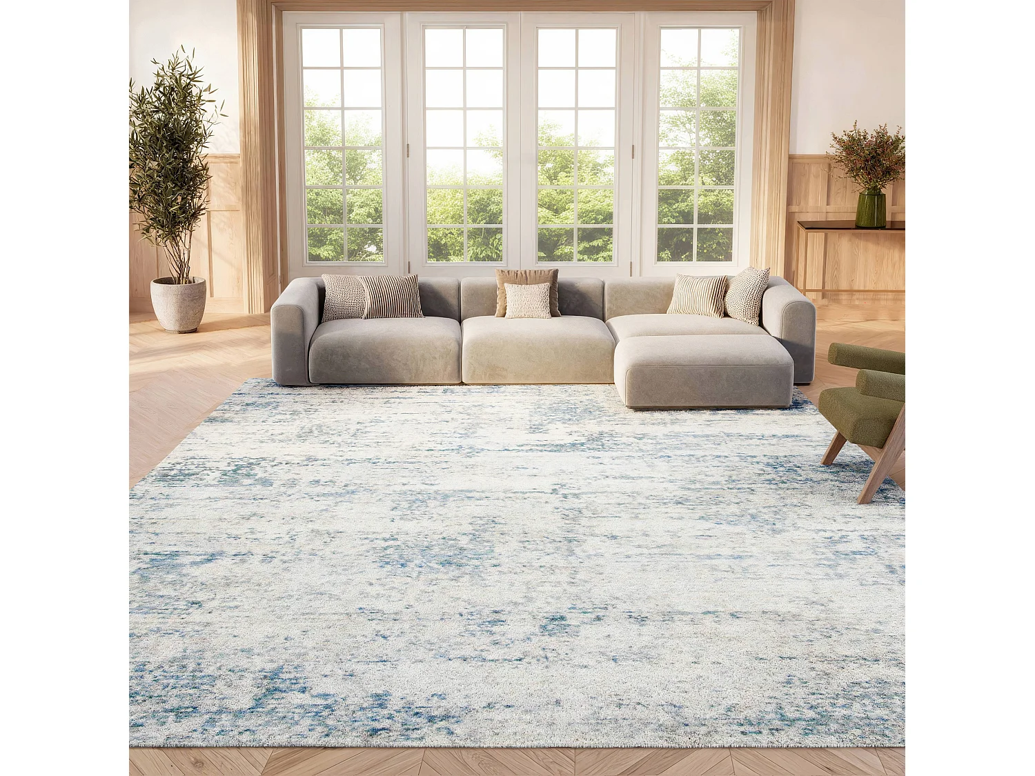 Tapis Neutre/Bleu 183 X 274 cm - Senata