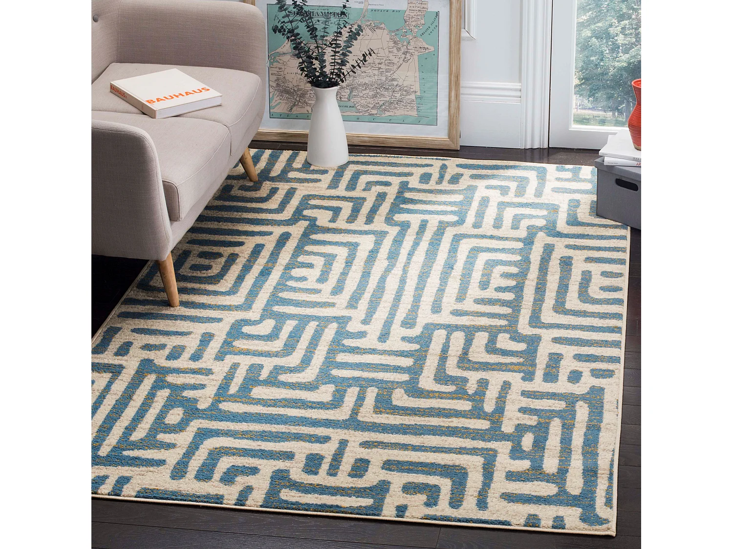 Tapis Neutre/Bleu 201 X 279 cm - Renée