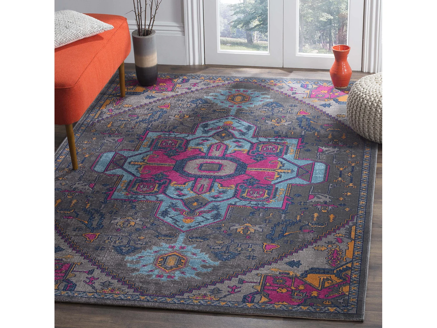 Tapis Gris/Rose 91 X 152 cm - Alroy
