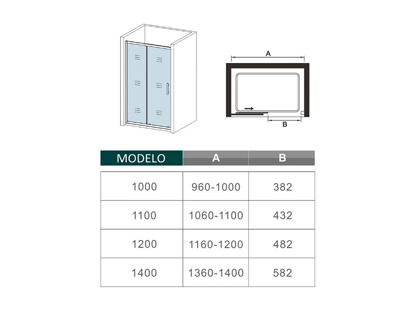 Porta de duche correr Perfil cromado Vidro serigrafado 6mm (1160-1200)x1900mm-AICA