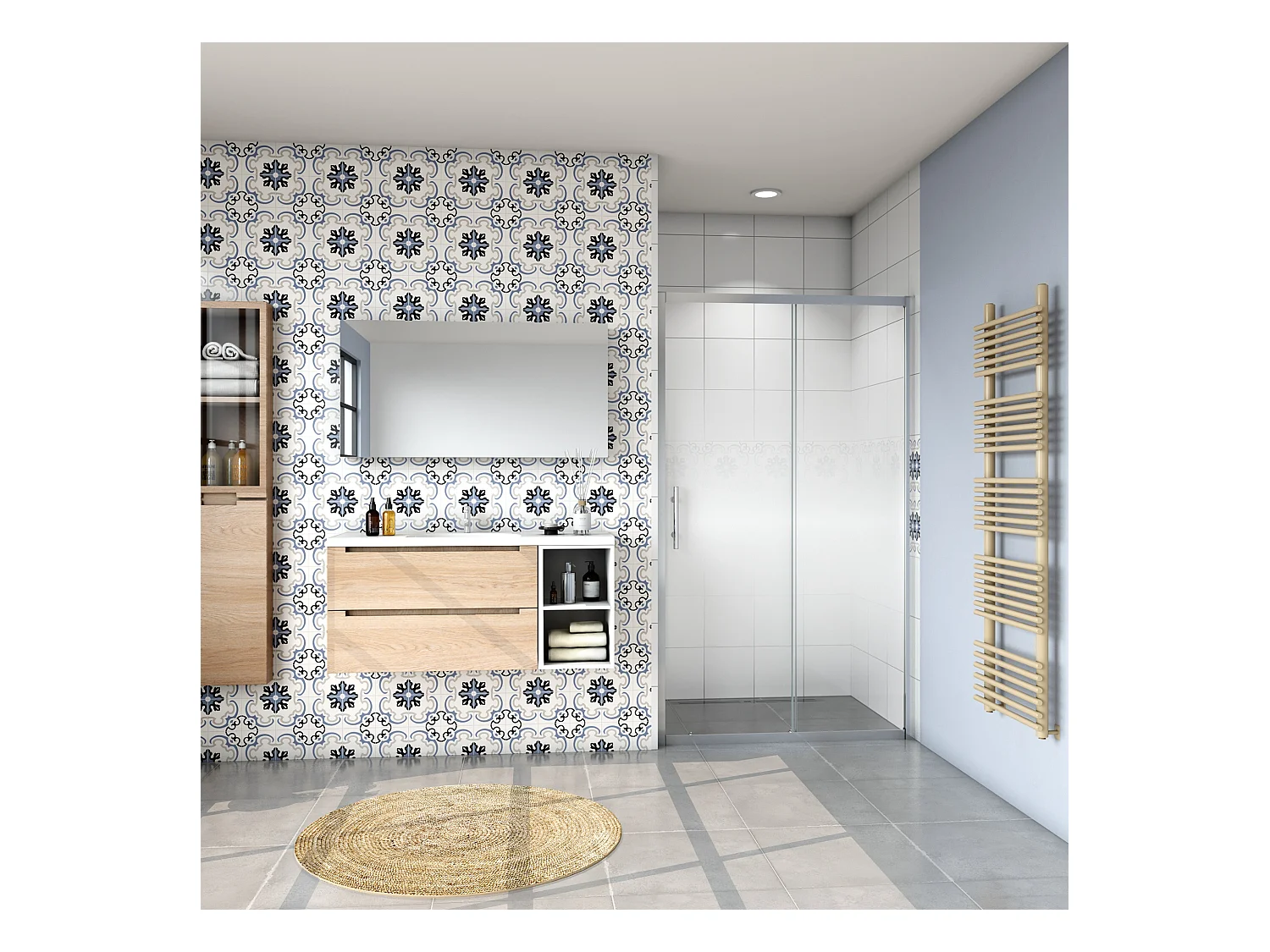 Mampara de ducha corredera,perfil cromado,vidrio serigrafiado 6mm,(1160-1200)x1900mm