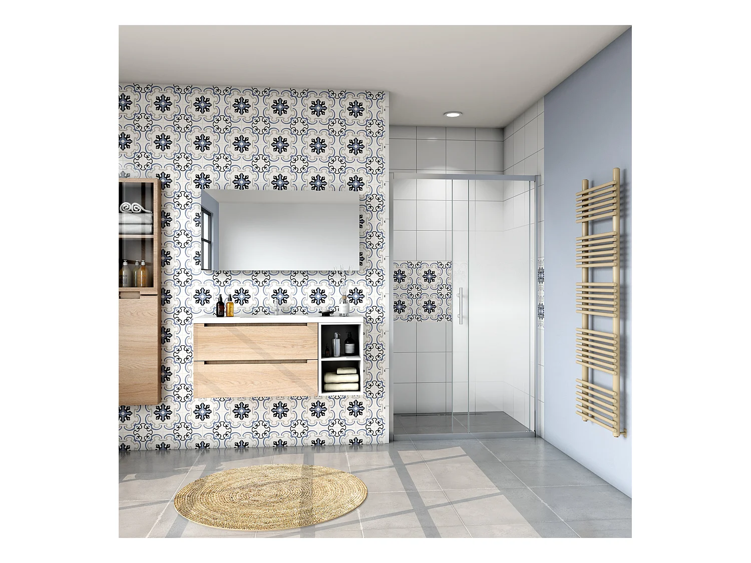 Mampara de ducha corredera,perfil cromado,vidrio serigrafiado 6mm,(1160-1200)x1900mm