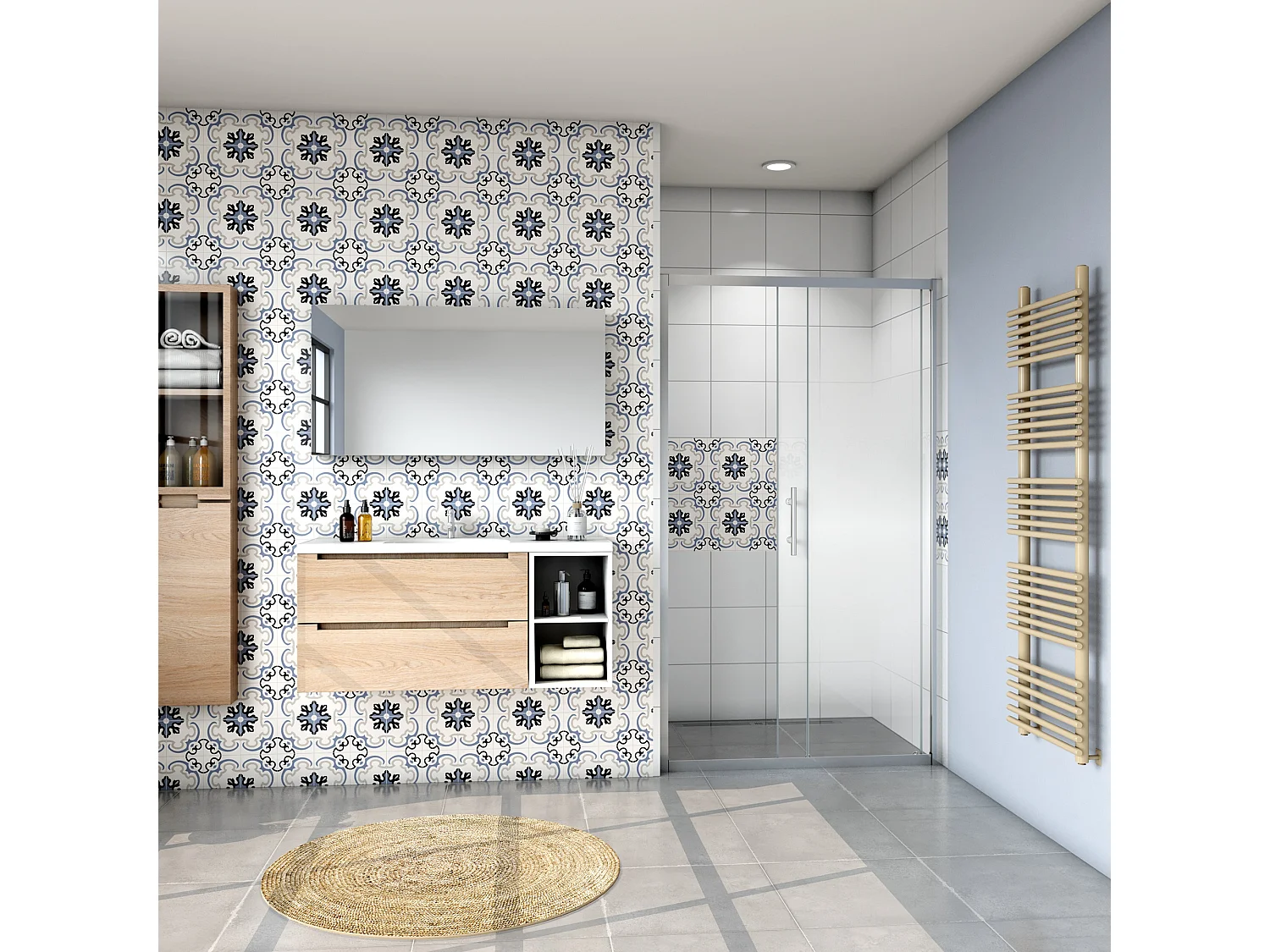 AICA Mampara de ducha corredera,perfil cromado,vidrio serigrafiado 6mm,(1160-1200)x1900mm